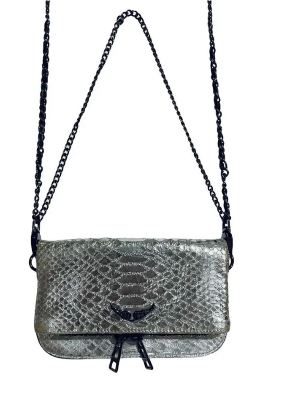 Zadig & Voltaire Silver Snake-Embossed Mini Crossbody